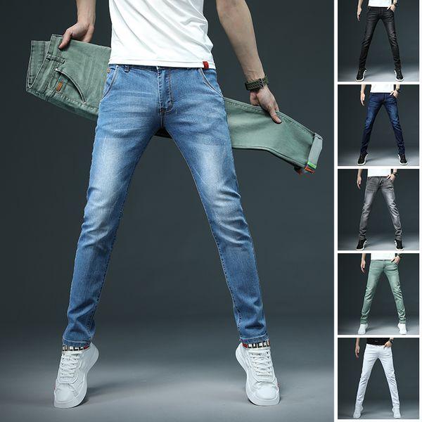 2020 autumn winter men stretch skinny jeans fashion casual slim fit denim trousers male gray blue white pants male brand 7 color
2020 autumn winter men stretch skinny jeans fashion casual slim fit denim trousers male gray blue white pants male brand 7 color
