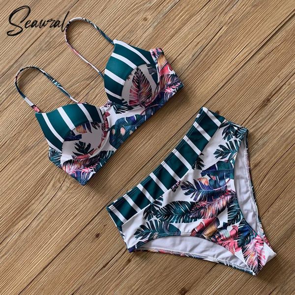 women's swimwear 2021 high waist bikini set push up women bandage print female swimsuit striped bathing suit beach wear biquini, White;black
women's swimwear 2021 high waist bikini set push up women bandage print female swimsuit striped bathing suit beach wear biquini, White;black