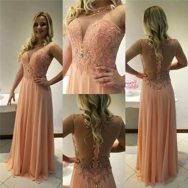 peach colour sleeveless prom dress a line jewel neckline chiffon graduation party occasion gown custom made plus size, Black
peach colour sleeveless prom dress a line jewel neckline chiffon graduation party occasion gown custom made plus size, Black