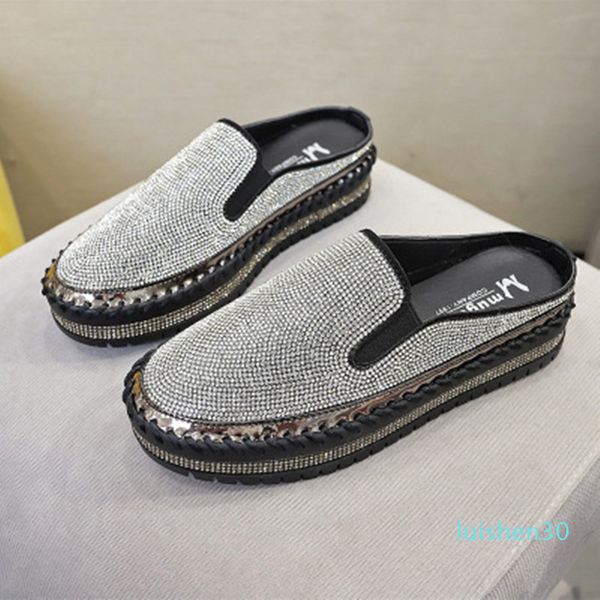 fashion crystal shoes women spring round toe pu flat shoes for women slippers slip on rubber platform flats slides l30, Black
fashion crystal shoes women spring round toe pu flat shoes for women slippers slip on rubber platform flats slides l30, Black
