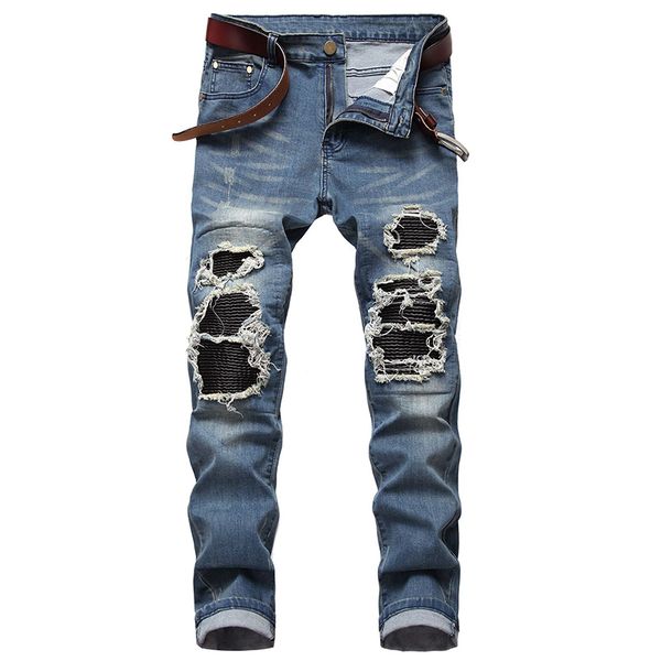 2020 fashion hole jeans men's slim denim trouser straight european and american high street male pants plus size 42, Blue
2020 fashion hole jeans men's slim denim trouser straight european and american high street male pants plus size 42, Blue