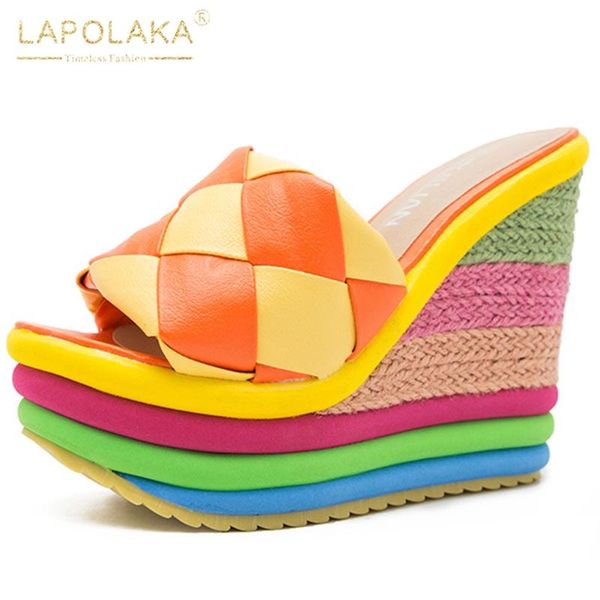 slippers lapolaka 2021 arrivals big size 43 wedge high heels colorful shoes woman slip on platform ins summer, Black
slippers lapolaka 2021 arrivals big size 43 wedge high heels colorful shoes woman slip on platform ins summer, Black