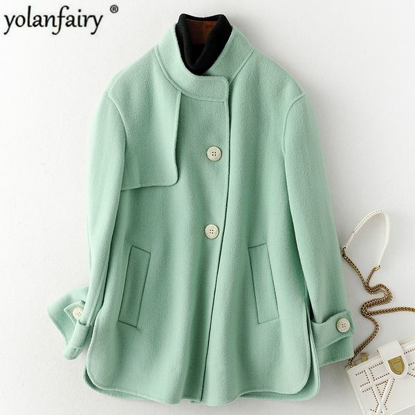 women's wool & blends 2021 spring coat female jacket korean double-sided green woolen women jackets casacos feminino hq19-gyx19011c kj4, Black
women's wool & blends 2021 spring coat female jacket korean double-sided green woolen women jackets casacos feminino hq19-gyx19011c kj4, Black
