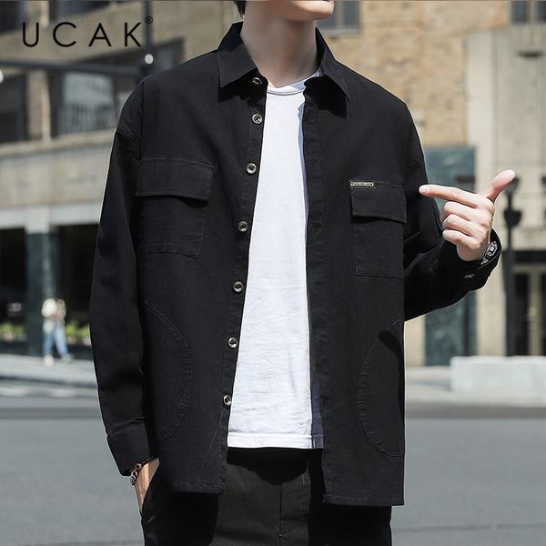 ucak brand tooling style shirts men's clothing long sleeve cotton shirt homme autumn spring solid color pockets clothes u6093, White;black
ucak brand tooling style shirts men's clothing long sleeve cotton shirt homme autumn spring solid color pockets clothes u6093, White;black