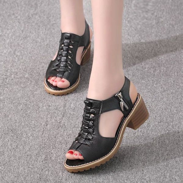 women's pu sandals white thick heel zipper thick heel high heels 2020 summer fish mouth soft leather hollow non-slip shoes 35-40, Black
women's pu sandals white thick heel zipper thick heel high heels 2020 summer fish mouth soft leather hollow non-slip shoes 35-40, Black