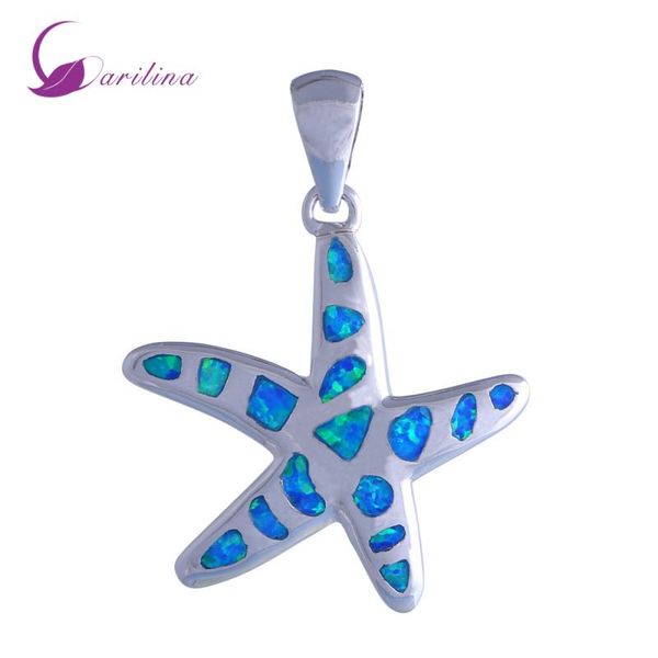 new statement jewelry sea star 925 sterling silver fashion blue fire opal pendant for women p192, Black
new statement jewelry sea star 925 sterling silver fashion blue fire opal pendant for women p192, Black