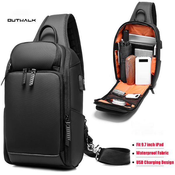 multifunction men's shoulder bag anti-theft crossbody bags for men usb port shoulder messenger bag male waterproof short trip