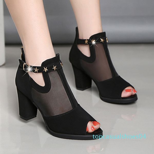 ladies high heels women sandals 2020 summer peep toe women square heel sandals fashion summer woman party shoes a1099 t04, Black 
ladies high heels women sandals 2020 summer peep toe women square heel sandals fashion summer woman party shoes a1099 t04, Black