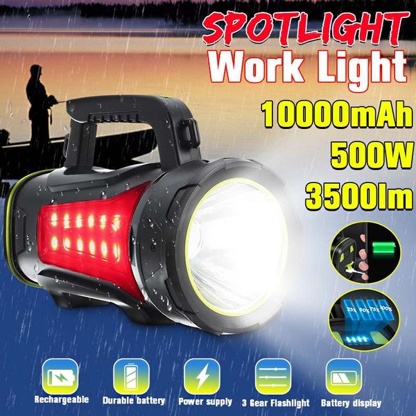 200/300/500w Handheld Spotlight Portable Usb Built-in Rechargeable Led Searchlight Lantern Waterproof Spot Lamp