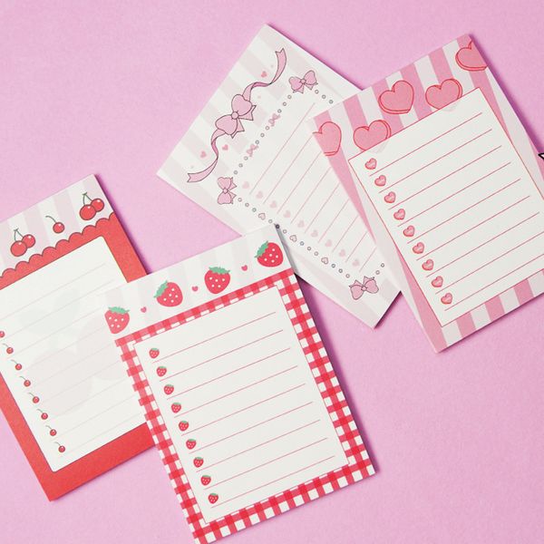30 pages romantic pink heart ribbon bow fruit cherry strawberry memo pad sticky notes school supply student stationery
30 pages romantic pink heart ribbon bow fruit cherry strawberry memo pad sticky notes school supply student stationery