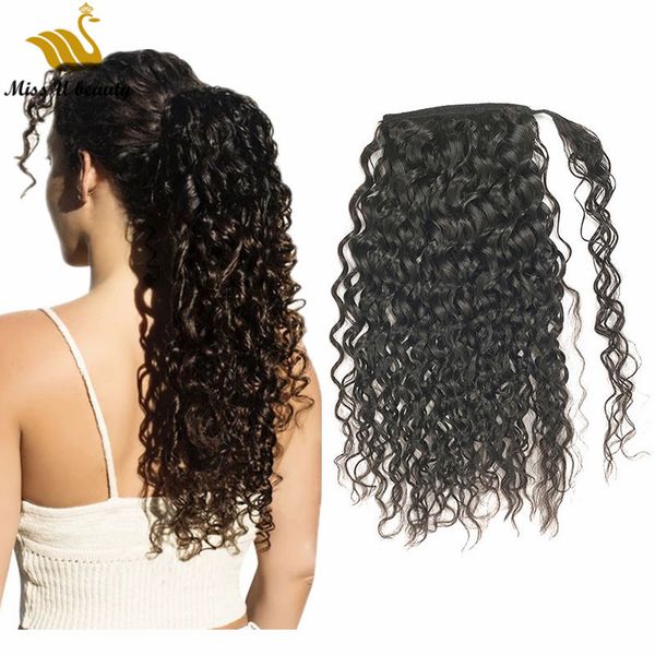 water wave human hair clip in extensions natural color ponytail wrap around, Black
water wave human hair clip in extensions natural color ponytail wrap around, Black