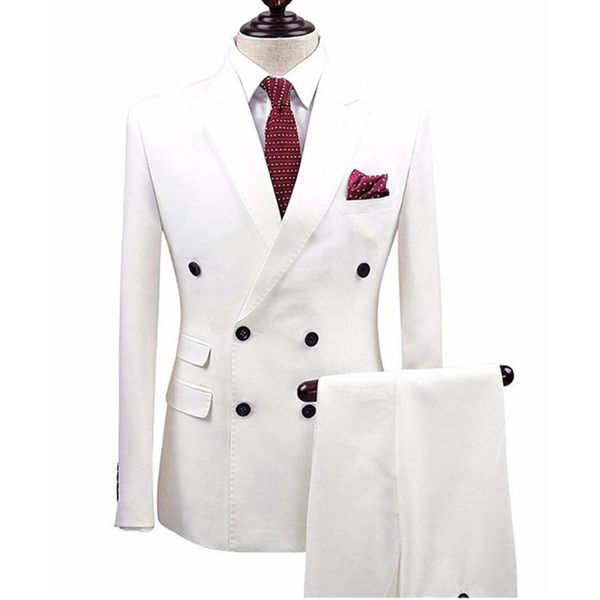 men's suits 2 pieces double breasted groom terno masculino smoking slim fit men wedding suits blazer tuxedo jacket+pants custom, White;black
men's suits 2 pieces double breasted groom terno masculino smoking slim fit men wedding suits blazer tuxedo jacket+pants custom, White;black