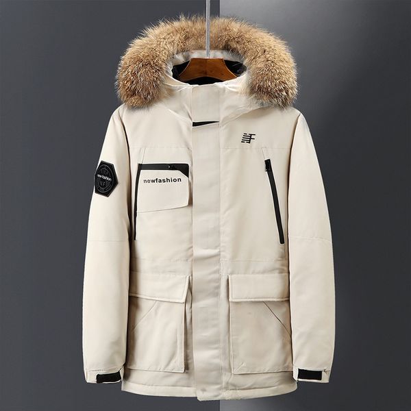 men's hooded down jacket loose and thickened mid long white duck down coat fashion winter warm coat fur collar m to 3xl, Black
men's hooded down jacket loose and thickened mid long white duck down coat fashion winter warm coat fur collar m to 3xl, Black