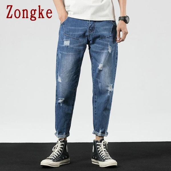 men's jeans zongke ankle-length slim fit ripped for men clothing 2021 denim pants vintage clothes hip hop 28-36, Blue
men's jeans zongke ankle-length slim fit ripped for men clothing 2021 denim pants vintage clothes hip hop 28-36, Blue