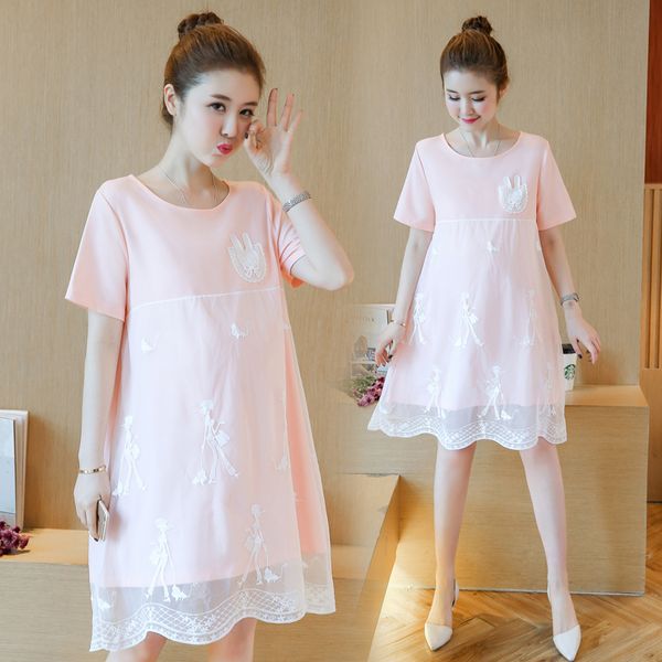 6091# maternity clothes summer cotton lace patchwork short sleeve loose stylish dress for pregnant women mom dress, White
6091# maternity clothes summer cotton lace patchwork short sleeve loose stylish dress for pregnant women mom dress, White