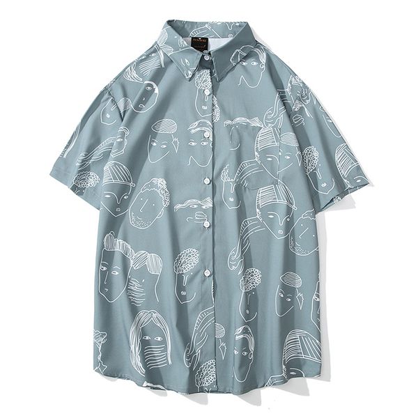 men's summer large casual short sleeve male shirt portrait cartoon printing streetwear male's oversize loose hip hop shirts, White;black
men's summer large casual short sleeve male shirt portrait cartoon printing streetwear male's oversize loose hip hop shirts, White;black