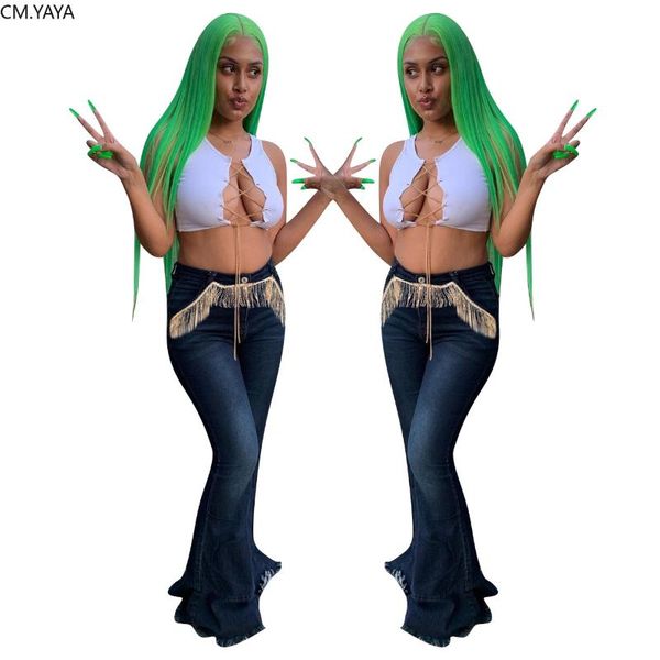 cm.yaya wide leg tassel splicing denim pants women retro solid jeans ripped flare trousers skinny high waist lady pants, Blue
cm.yaya wide leg tassel splicing denim pants women retro solid jeans ripped flare trousers skinny high waist lady pants, Blue