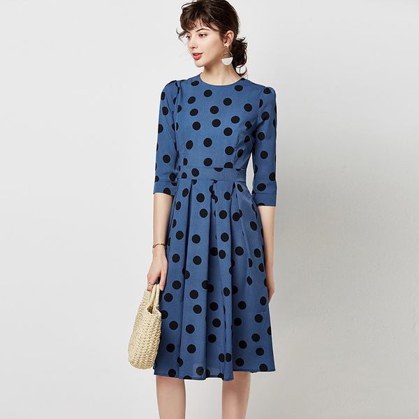 women autumn casual polka dot print chiffon dress elegant office tunic dress three quarter sleeve o neck vintage dresses vestido
women autumn casual polka dot print chiffon dress elegant office tunic dress three quarter sleeve o neck vintage dresses vestido