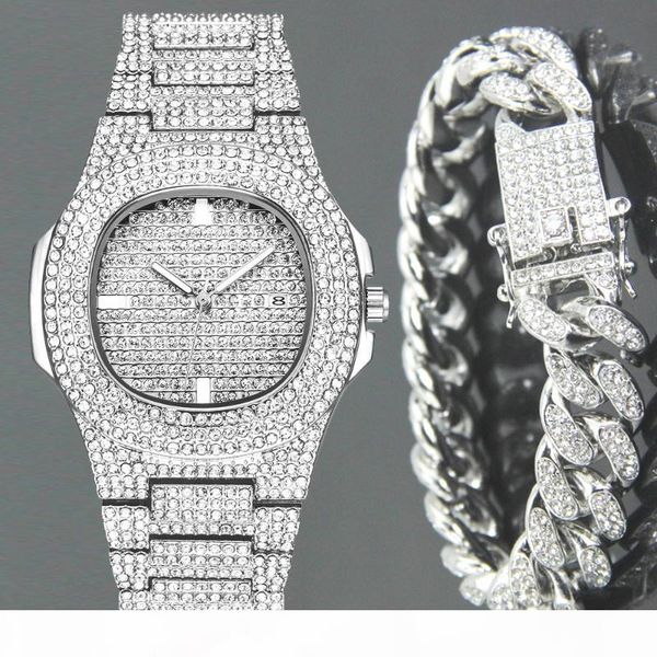 fashion iced out diamond watch for men women's quartz watches micropave cz hip hop cuban chain bracelet waterproof clock relogio, Slivery;brown
fashion iced out diamond watch for men women's quartz watches micropave cz hip hop cuban chain bracelet waterproof clock relogio, Slivery;brown