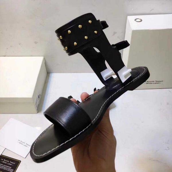 women print letter leather nomad sandal buckle strap elegant girl open toe studs casual sandals, Black
women print letter leather nomad sandal buckle strap elegant girl open toe studs casual sandals, Black