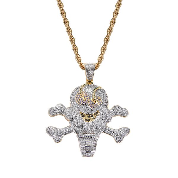 hip hop cz zircon stone paved bling iced out ice cream pirate skull pendants necklace for men rapper jewelry, Silver
hip hop cz zircon stone paved bling iced out ice cream pirate skull pendants necklace for men rapper jewelry, Silver