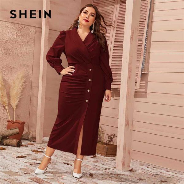 shein plus size burgundy button front shawl collar lantern sleeve dress women spring plus high waist elegant fitted maxi dresses, Black;gray
shein plus size burgundy button front shawl collar lantern sleeve dress women spring plus high waist elegant fitted maxi dresses, Black;gray