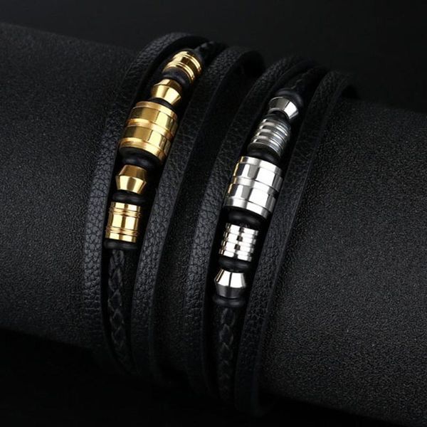 stainless steel leather bangle men vintage handmade weave multilayer cuff titanium steel bangle fashion jewelry accessories, Black
stainless steel leather bangle men vintage handmade weave multilayer cuff titanium steel bangle fashion jewelry accessories, Black