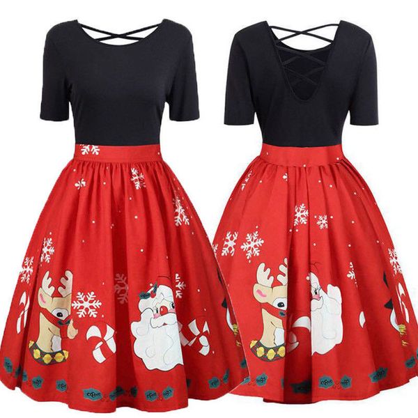 womens fashion plus size christmas dress short sleeve xmas santa claus printed criss cross party dress new year dresses 5xl, Black;gray
womens fashion plus size christmas dress short sleeve xmas santa claus printed criss cross party dress new year dresses 5xl, Black;gray