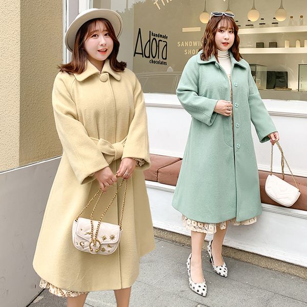 korean ins style solid woolen coat winter long solid color single breasted a-line yellow fur coat with belt, Black
korean ins style solid woolen coat winter long solid color single breasted a-line yellow fur coat with belt, Black