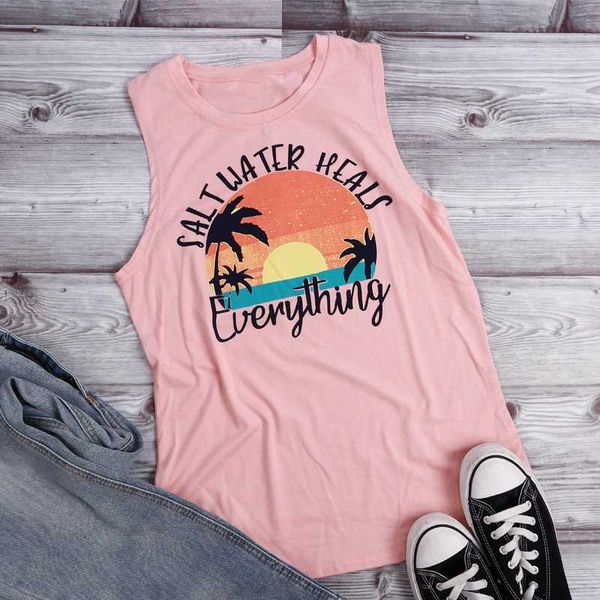 women's tanks & camis 2021 salt water heals everything letter print women vest summer sleeve tshirts loose round neck female tank, White
women's tanks & camis 2021 salt water heals everything letter print women vest summer sleeve tshirts loose round neck female tank, White