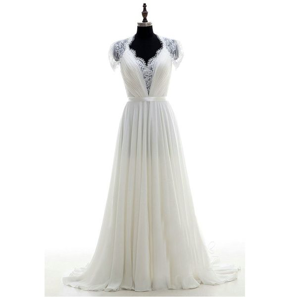 vintage beach boho wedding dresses deep v neck chiffon lace bohemian bridal dresses cap sleeves summer plus wedding gowns see through back, White
vintage beach boho wedding dresses deep v neck chiffon lace bohemian bridal dresses cap sleeves summer plus wedding gowns see through back, White