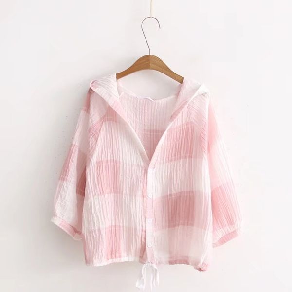 2020 summer thin jacket women japanese sweet three quarter hooded jackets student sun-proof pink plaid single breasted, Black;brown
2020 summer thin jacket women japanese sweet three quarter hooded jackets student sun-proof pink plaid single breasted, Black;brown