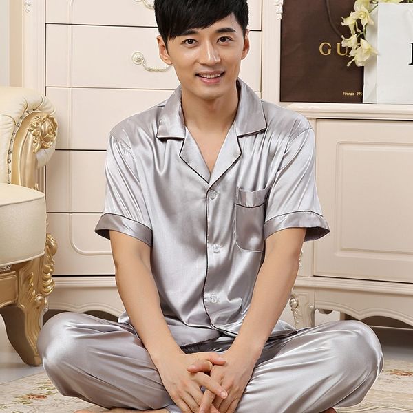 men's ice pajamas and silk thin pajamas short sleeve large size leisure home wear men's autumn couple suit summer silk, Black;brown
men's ice pajamas and silk thin pajamas short sleeve large size leisure home wear men's autumn couple suit summer silk, Black;brown