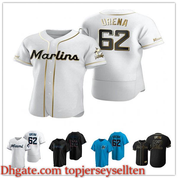 miami marlins men women youth 62 jose urena 2020 authentic baseball jersey, Black