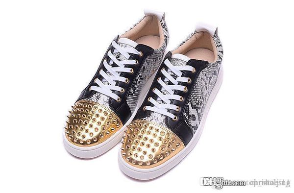 l low help snake-print shoes with head gold spikes and low help men's red soles for women's shoes zise 36-46, Black
l low help snake-print shoes with head gold spikes and low help men's red soles for women's shoes zise 36-46, Black