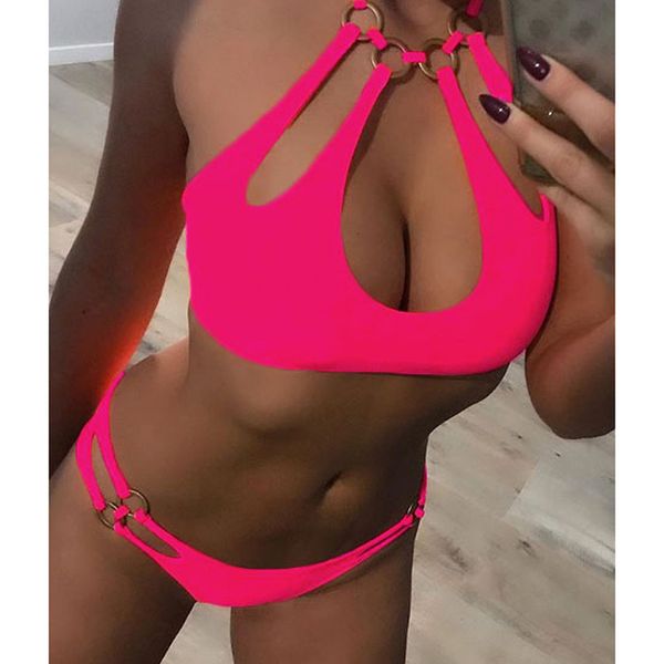 new neon halter bikini 2020 female metal swimsuit women swimwear brazilian bikini set thong hollow out bathing suit, White;black
new neon halter bikini 2020 female metal swimsuit women swimwear brazilian bikini set thong hollow out bathing suit, White;black