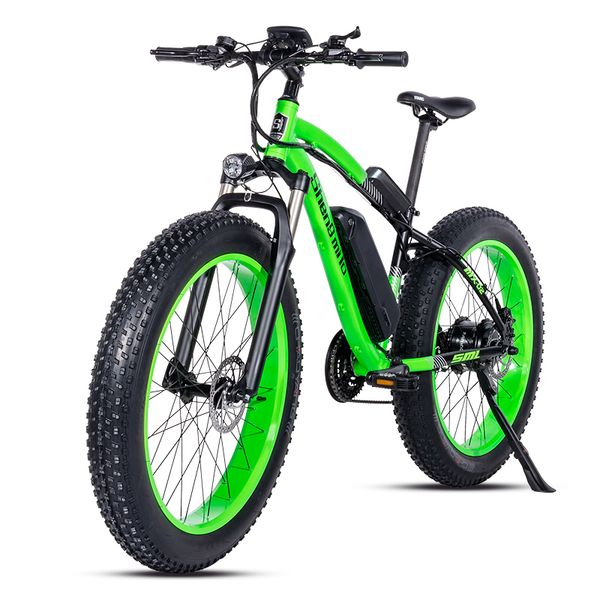 electric bike 26*4.0inch aluminum electric bicycle 48v17a 1000w 40km/h 6speed powerful fat tire bike mountain snow ebike, Silver;blue