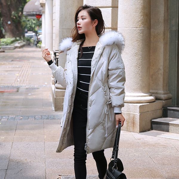 2019 winter new white duck женской корейский стиль большой меховой воротник шнурком пальто пуховик тканого вниз куртка женская мода пальто, Black
2019 winter new white duck женской корейский стиль большой меховой воротник шнурком пальто пуховик тканого вниз куртка женская мода пальто, Black