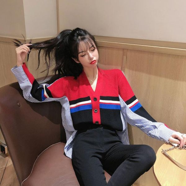 2020 spring new women's v-neck loose slimming long sleeve very fairy knitted cardigan coat sweater sweater coat for female students, White;black
2020 spring new women's v-neck loose slimming long sleeve very fairy knitted cardigan coat sweater sweater coat for female students, White;black