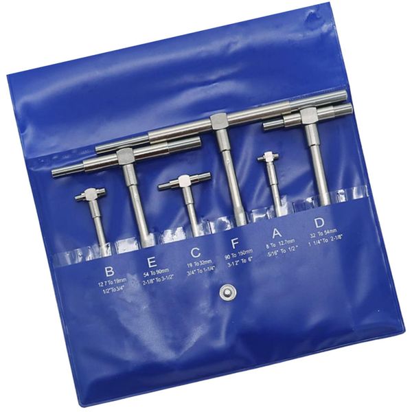 6pcs precision telescopic gauge 8-150 mm, stainless steel measurement bore engineers kit, inner diameter measuring tool
6pcs precision telescopic gauge 8-150 mm, stainless steel measurement bore engineers kit, inner diameter measuring tool