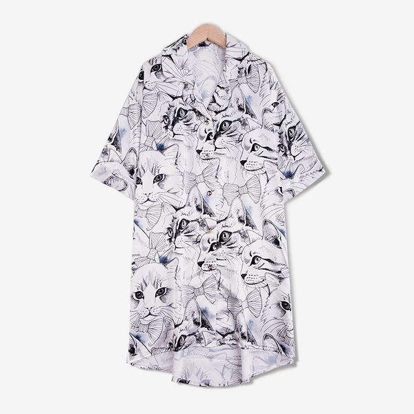 nightgown women summer silky mid sleeve turn-down collar nightdress lovely japanese cat print short night skirt casual home wear, Black;red
nightgown women summer silky mid sleeve turn-down collar nightdress lovely japanese cat print short night skirt casual home wear, Black;red