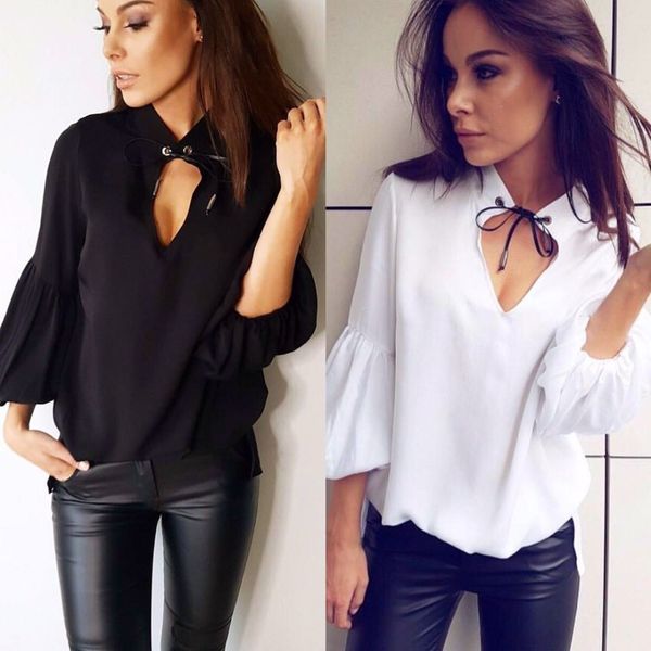 new spring and summer women's solid shirt v-neck bishop sleeve easy matching street tide shirt blouse s-2xl, White
new spring and summer women's solid shirt v-neck bishop sleeve easy matching street tide shirt blouse s-2xl, White