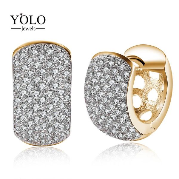 charm champagne gold color round shape hoop earrings with shiny cubic zirconia hollow design jewelry suitable for wedding & party, Golden
charm champagne gold color round shape hoop earrings with shiny cubic zirconia hollow design jewelry suitable for wedding & party, Golden