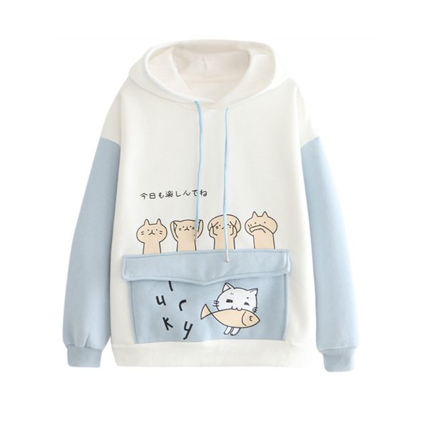 2020 women's harajuku cartoon cat fish hoodies sweatshirts cotton velvet hooded sweatshirt with ears on hood pullovers pocket, Black
2020 women's harajuku cartoon cat fish hoodies sweatshirts cotton velvet hooded sweatshirt with ears on hood pullovers pocket, Black