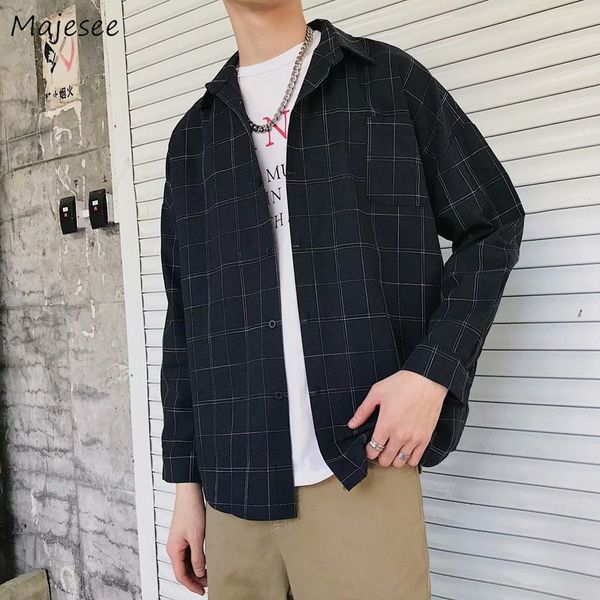 men plaid shirts pockets long sleeve retro korean fashion leisure simple all-match spring loose ins mens outwear teens ulzzang, White;black
men plaid shirts pockets long sleeve retro korean fashion leisure simple all-match spring loose ins mens outwear teens ulzzang, White;black
