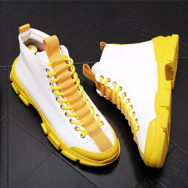 new fashion men's yellow with white casual round toe platform shoes man trending leisure high shoes h21, Black
new fashion men's yellow with white casual round toe platform shoes man trending leisure high shoes h21, Black