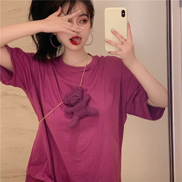 gfc24 2020 korean new internet celebrity loose korean style clothes missing round neck t-shirt women's ins fashion pendant bear pendant, White
gfc24 2020 korean new internet celebrity loose korean style clothes missing round neck t-shirt women's ins fashion pendant bear pendant, White