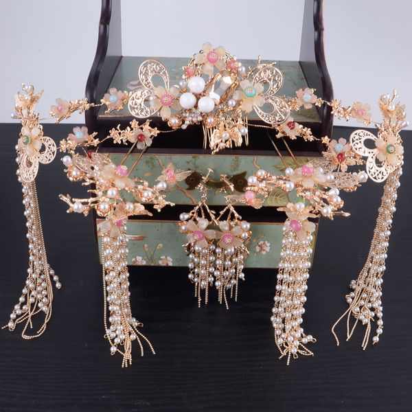 bride 2018 new brides chinese pink tassle phoenix crown headrings ancient tassel show wedding hair jewelry, White;golden
bride 2018 new brides chinese pink tassle phoenix crown headrings ancient tassel show wedding hair jewelry, White;golden