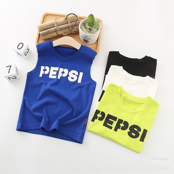 2020 summer children's knitted 100-140 vest vest boys' and girls' letter pure cotton camisole 2473, Blue
2020 summer children's knitted 100-140 vest vest boys' and girls' letter pure cotton camisole 2473, Blue