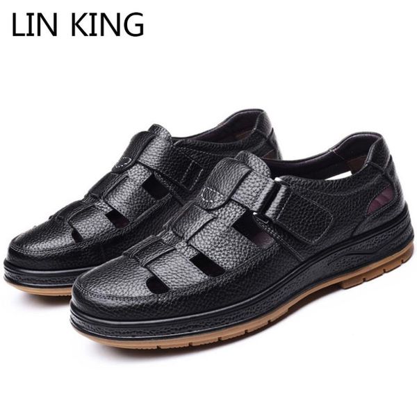 lin king classic men genuine leather sandals hollow out business casual shoes comfortable solid outdoor summer shoes for father, Black
lin king classic men genuine leather sandals hollow out business casual shoes comfortable solid outdoor summer shoes for father, Black